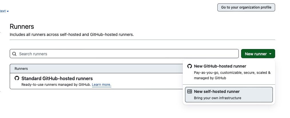 Adding a new Actions runner in GitHub under an Organization