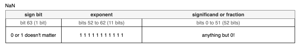 The bit pattern for a floating point NaN The bit pattern for a floating point NaN